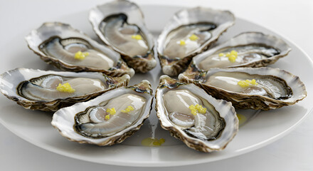 Elegant Platter of Fresh Oysters with Lemon Zest, A Culinary Delight