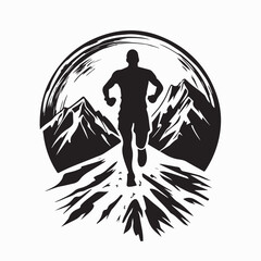 Fototapeta premium Man Running Fast Trail Logo Stock Illustrations isolated on white background.
