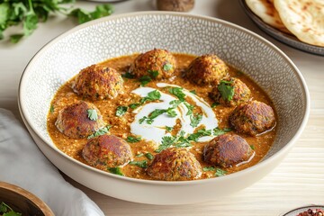 Indian Lauki Kofta Curry in Creamy Tomato Gravy with Elegant Presentation