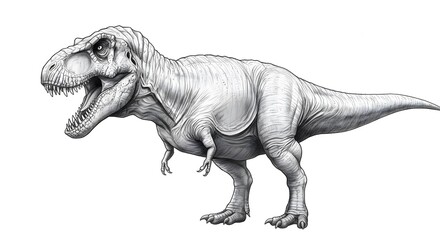 Fototapeta premium Realistic sketch of a roaring T-Rex