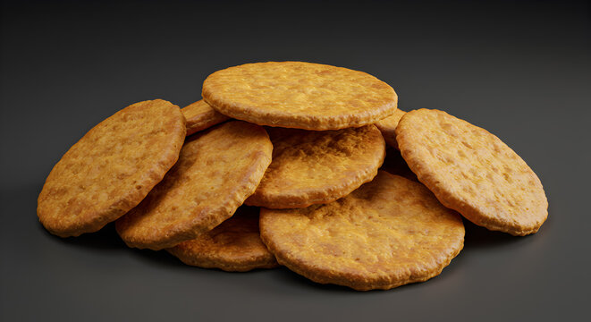 Stack of Golden Kaniwa Crackers Against a Dark Background ready to eat