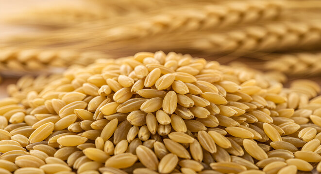 Nutritious pile of golden Kaniwa grains, ancient superfood, healthy vegetarian diet