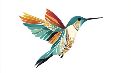 Fototapeta premium Hummingbird flying, wings spread wide