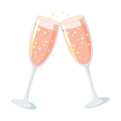 Cheers with two Champagne sparkling glasses with bubbles vector art