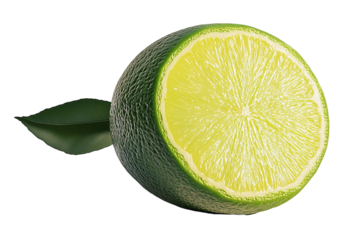 A sliced lime on a transparent background. Fresh and vibrant citrus fruit with juicy, tangy details.