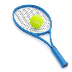 blue racket tennis with ball 