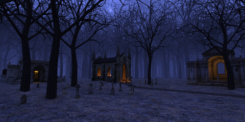 Moonlit Cemetery
