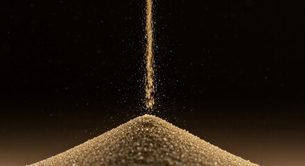 Golden sand falling forms time running out, a race against time concept: sandglass countdown for last chance, deadline, clock, end of project for backgrounds designs