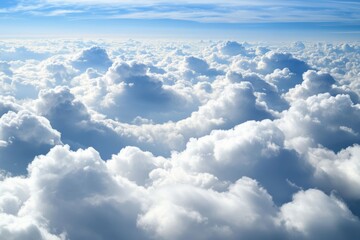 Obraz premium Above a cloudy sky texture pattern, a blue sky with white clouds soars, casting a blurred light effect in the cloudscape