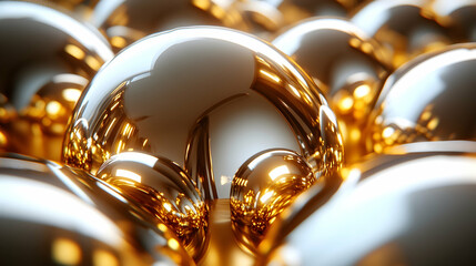Gold silver metallic spheres background