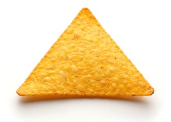 A single, perfectly crisp tortilla chip, golden and inviting, ready for dipping, against a stark white background.