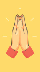 Minimalist Praying Hands Vector Illustration Symbolizing Faith and Spirituality