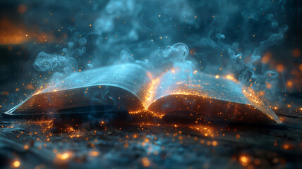 Enchanted golden book, glowing magic, knowledge, wisdom, education, study, mystical energy, academic inspiration, learning, supernatural power, ancient pages.