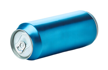 Light blue aluminum can mockup isolated on transparent background