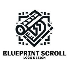 Blueprint Scroll Vector Logo Design
