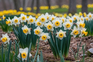 Fototapeta premium Vibrant Daffodil Flowers Blooming in a Natural Spring Landscape