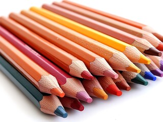 Colorful Pencils on White Background.