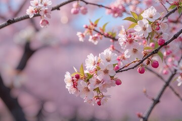 Fototapeta premium Vibrant Sakura Background Featuring Delicate Blossoms Embracing March Spring Beauty