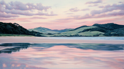 Sunset over the beautiful ocean 