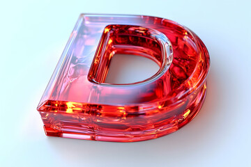 Translucent red letter d 3 d render