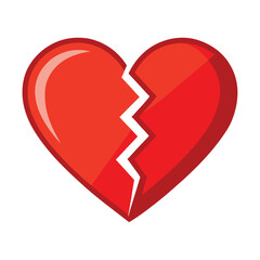Vector illustration of red heart that has been broken into two pieces