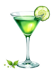 Cucumber Martini (1) Cocktail Illustration