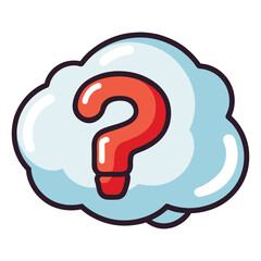 Cloud speech bubble with interrogation sign