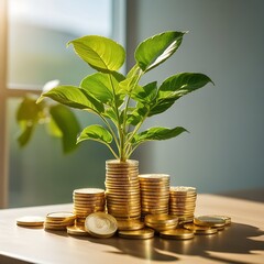 plant growing from coins