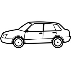 Black Car Vector Illustration Isolated on White Background