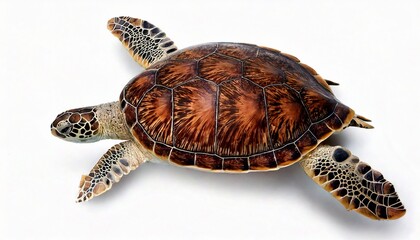 Sea turtle swimming, isolated on white