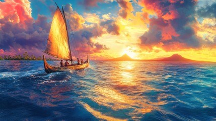 Sunset Sail: A Polynesian Voyage