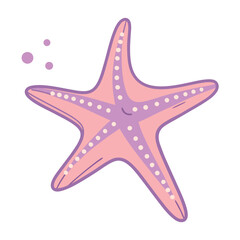 Purple Starfish Marine icon Cartoon flat vector
