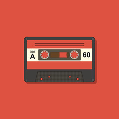 Retro audio tape cassette. Flat design vector illustration