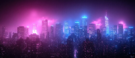 Neon cityscape rain futuristic vibrant night