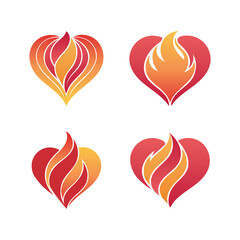 Flaming Heart Logo | Passionate Fire Symbol in Red & Yellow
