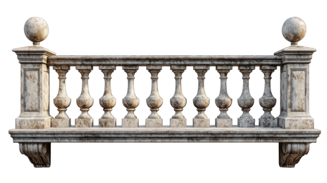 Stone balustrade on a white background