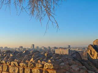 Panorama of Plovdiv city from Nebet Tepe hill, Bulgaria
