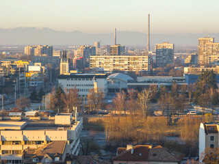 Panorama of Plovdiv city from Nebet Tepe hill, Bulgaria