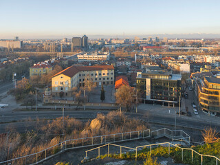 Panorama of Plovdiv city from Nebet Tepe hill, Bulgaria