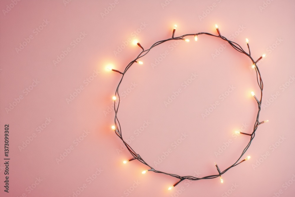 Poster elegant string lights arch design on soft pastel background for festive decoration ideas