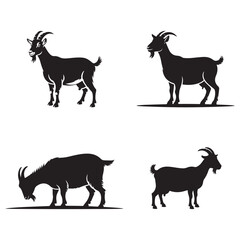 Goat silhouette collection, vector illustration