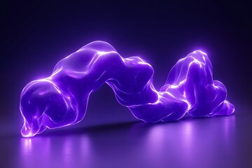 An abstract three dimensional flowing luminous purple abstract object