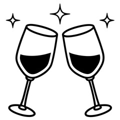 two glasses of champagne vector