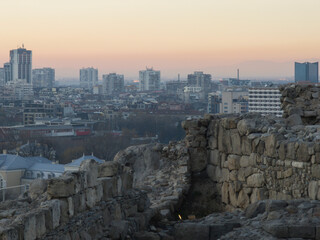 Panorama of Plovdiv city from Nebet Tepe hill, Bulgaria