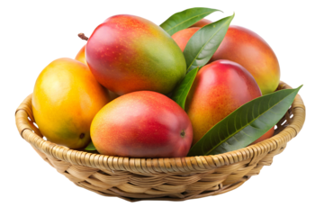 mango bunch on basket isolated on transparent background, mang png