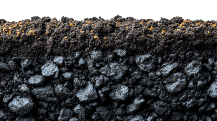 Black soil spread evenly on a white background