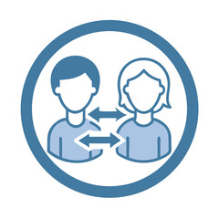 파란색 원 안의 사회적 거리두기 아이콘