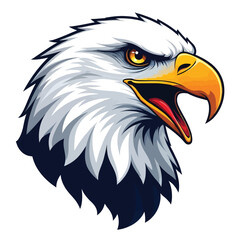 Vintage colorful angry eagle head mascot vector with white background
