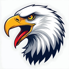 Fototapeta premium Vintage colorful angry eagle head mascot vector with white background