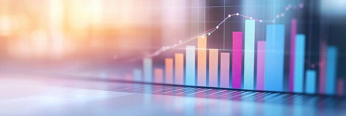 E-commerce sales growth represented by colorful bar charts and financial graphs in a modern corporate environment